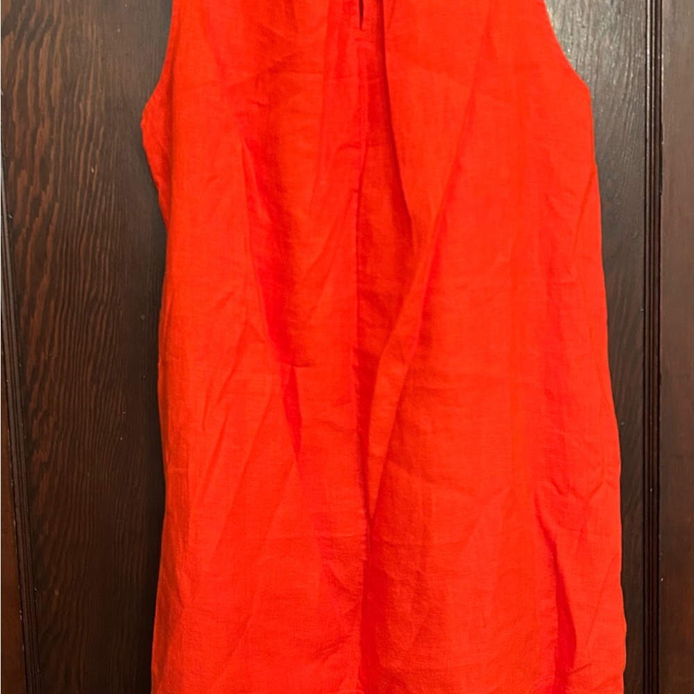 Madewell Bright Orange-Red Linen Blend Top - Picture 2 of 8